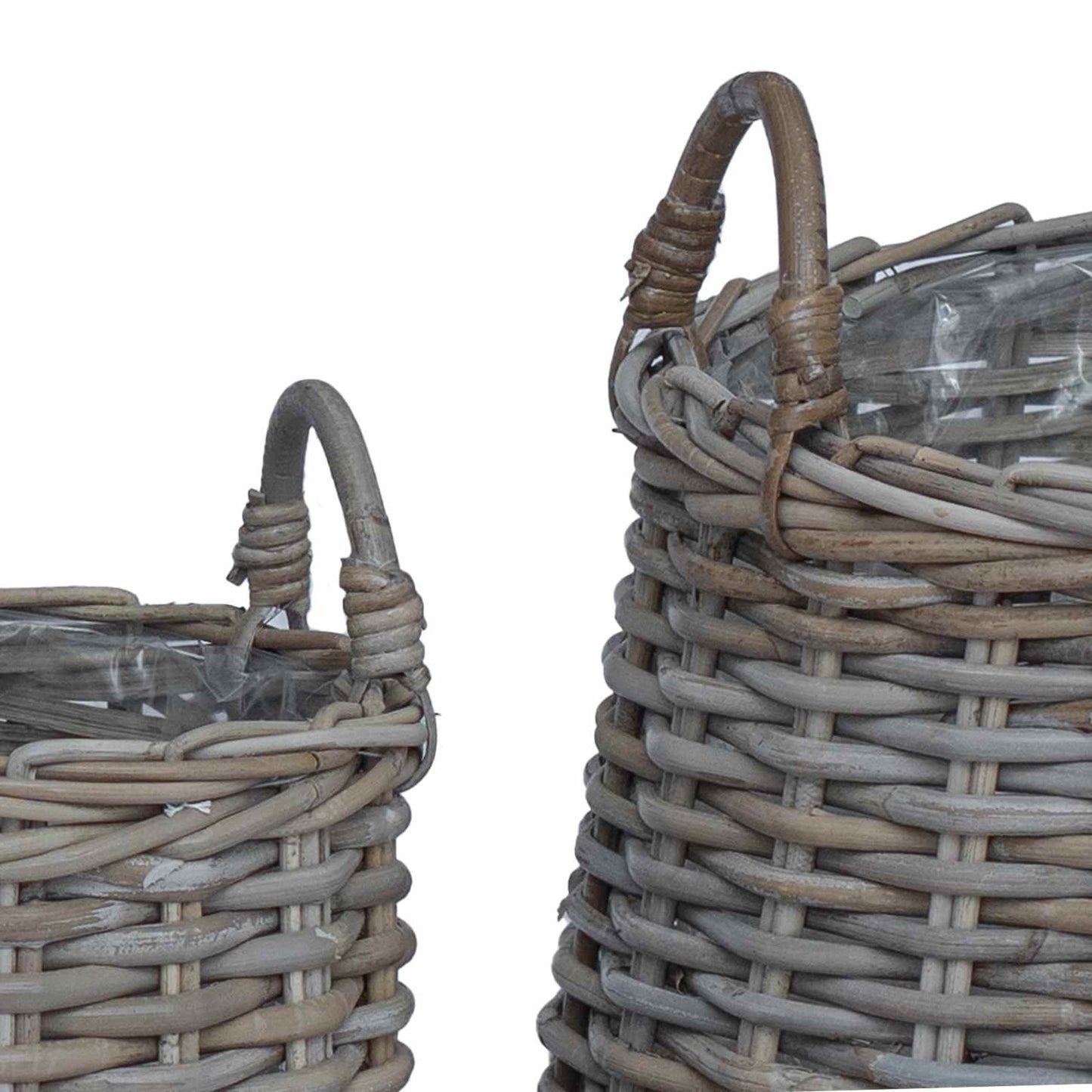 Planter Basket with Storage 2 pcs Grey Lacak Rattan
