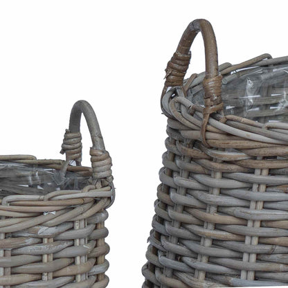 Planter Basket with Storage 2 pcs Grey Lacak Rattan
