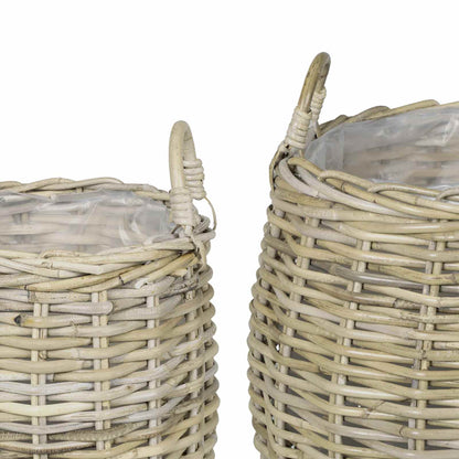 Planter Basket GENDT 2 pcs Natural Grey Kubu Rattan