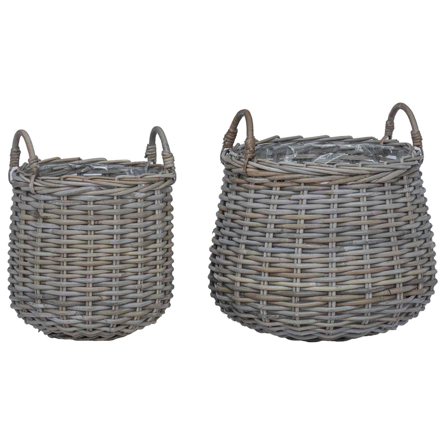 Planter Basket with Storage 2 pcs Grey Lacak Rattan