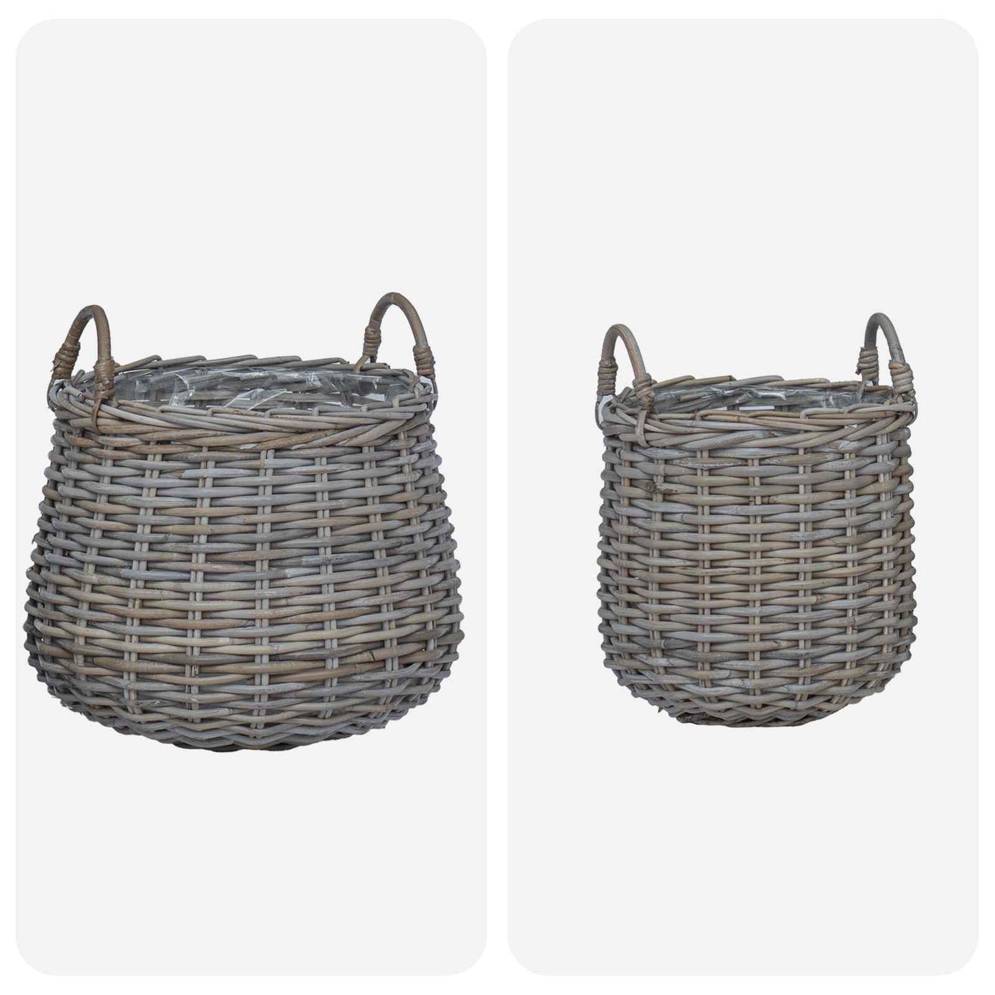 Planter Basket with Storage 2 pcs Grey Lacak Rattan