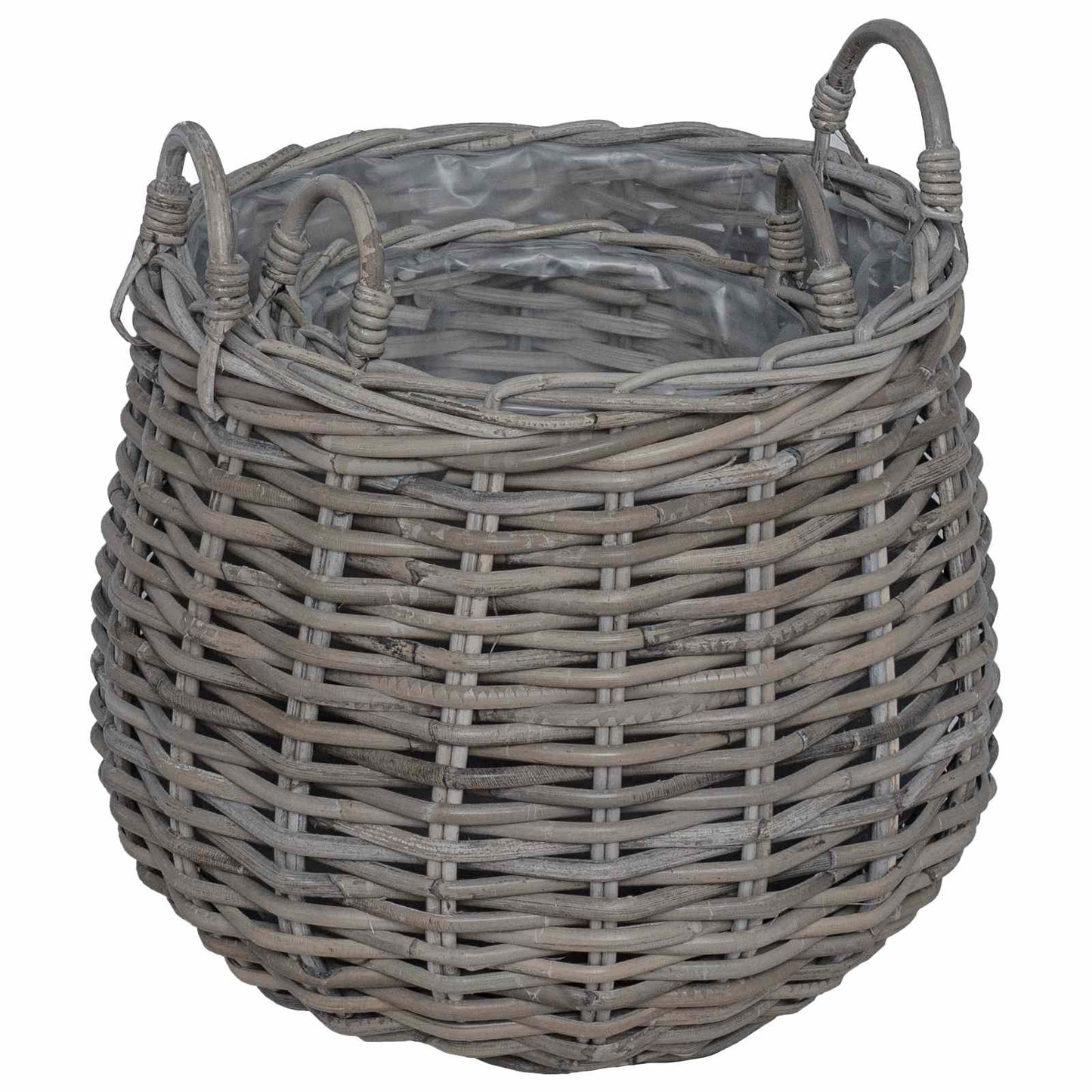 Planter Basket with Storage 2 pcs Grey Lacak Rattan