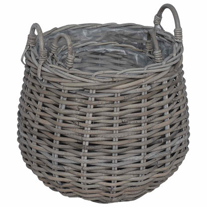 Planter Basket with Storage 2 pcs Grey Lacak Rattan
