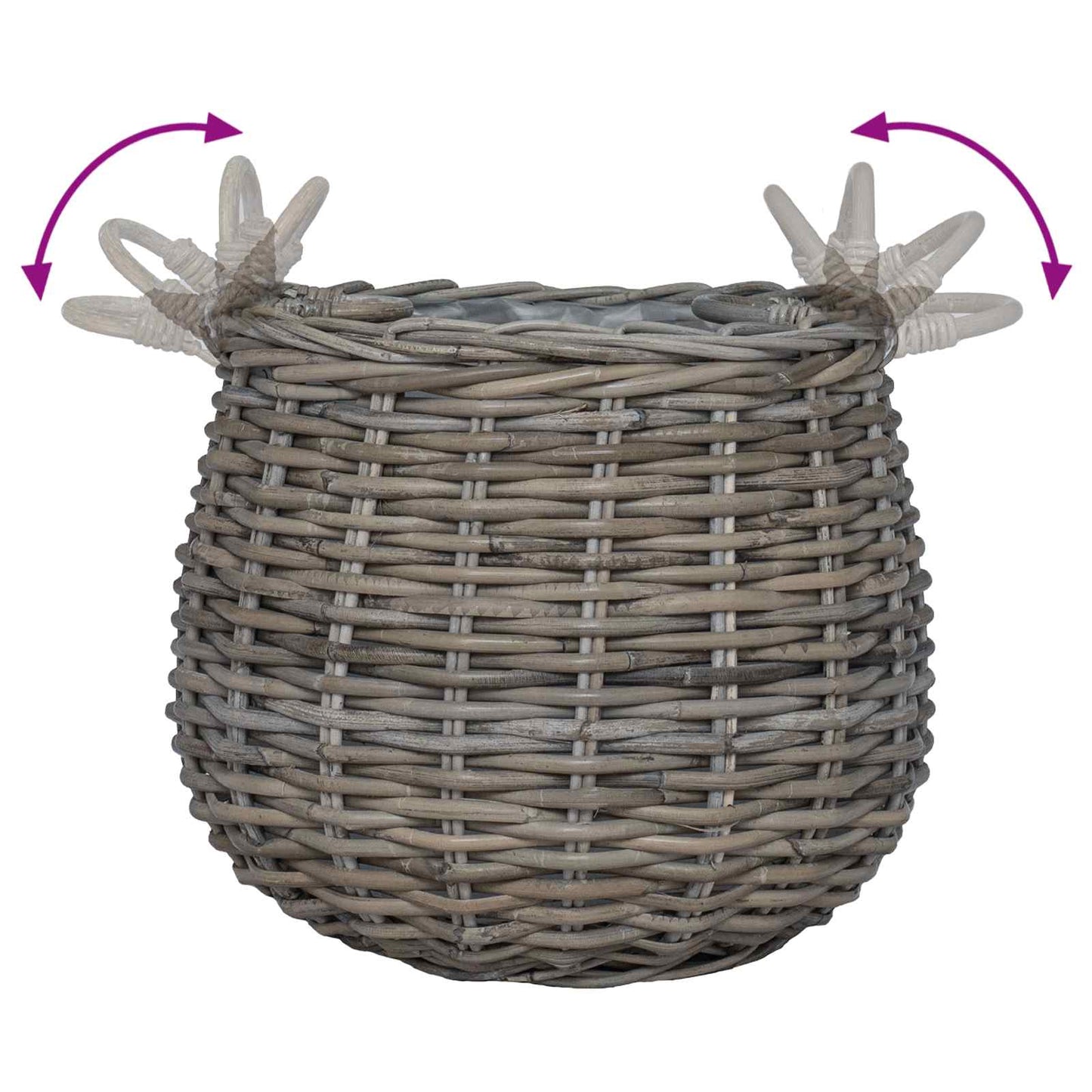 Planter Basket with Storage 2 pcs Grey Lacak Rattan