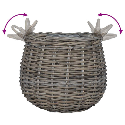 Planter Basket with Storage 2 pcs Grey Lacak Rattan