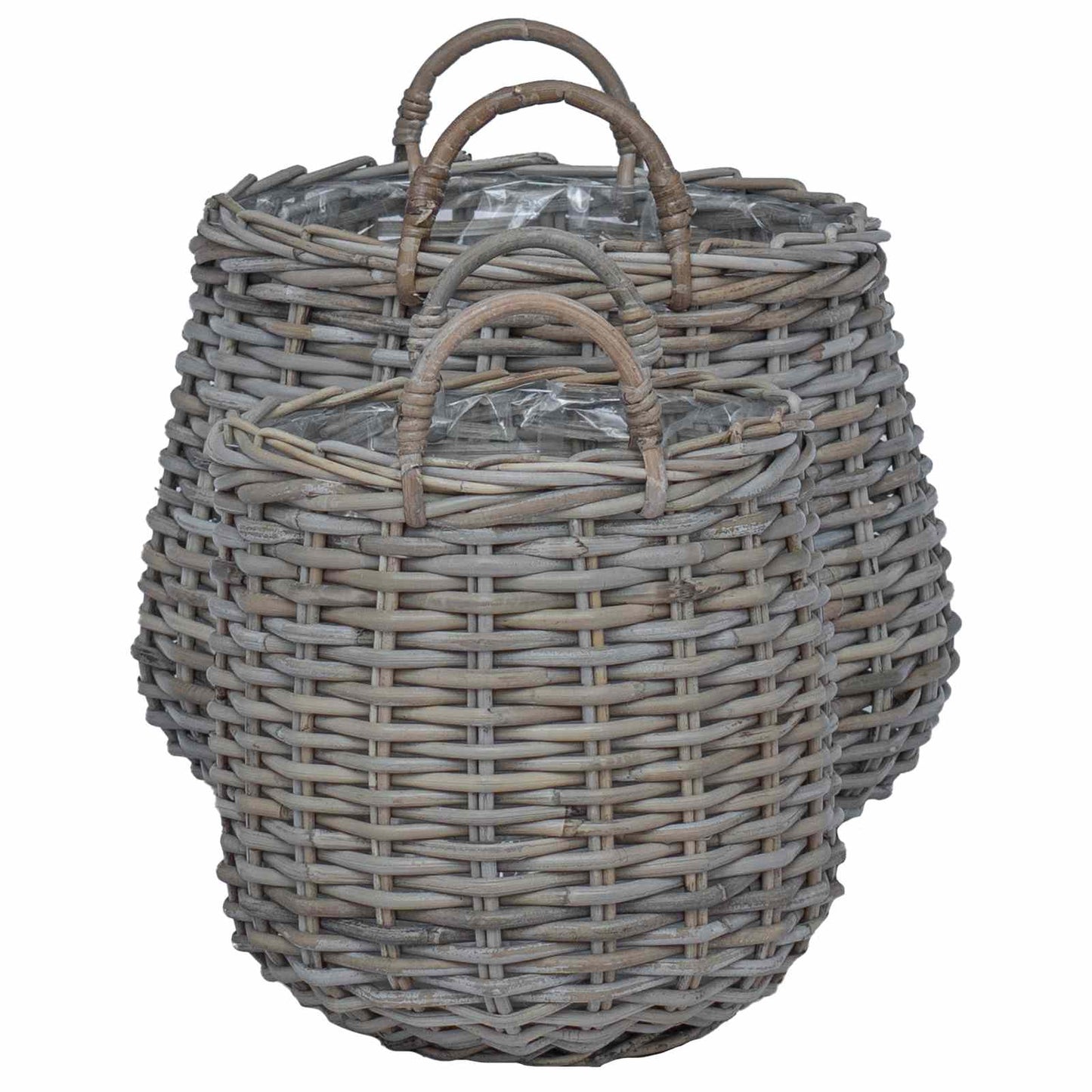 Planter Basket with Storage 2 pcs Grey Lacak Rattan