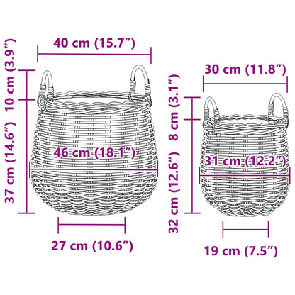 Planter Basket with Storage 2 pcs Grey Lacak Rattan