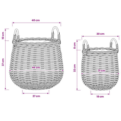 Planter Basket GENDT 2 pcs Natural Grey Kubu Rattan