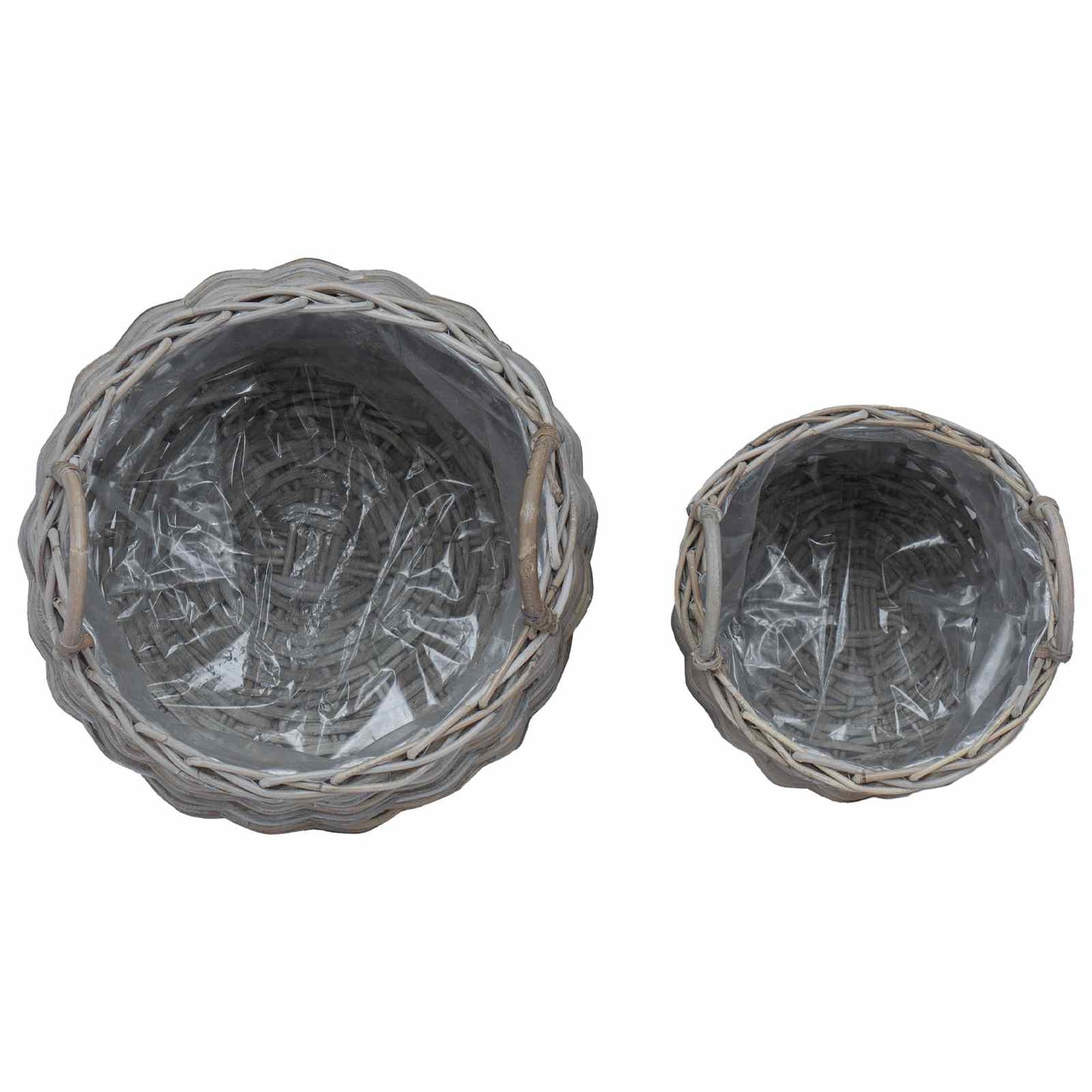 Planter Basket with Storage 2 pcs Grey Lacak Rattan