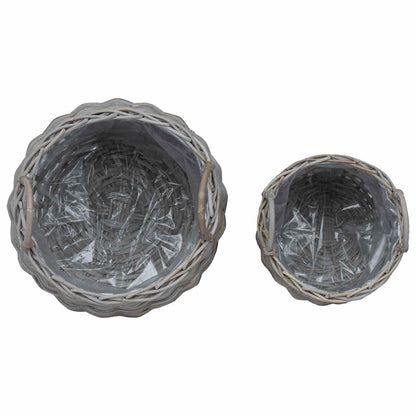 Planter Basket with Storage 2 pcs Grey Lacak Rattan