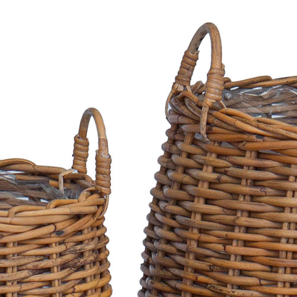 Planter Basket with Storage 2 pcs Brown Lacak Rattan