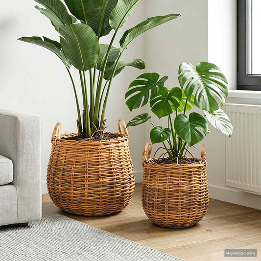 Planter Basket GENDT 2 pcs Natural Brown Kubu Rattan