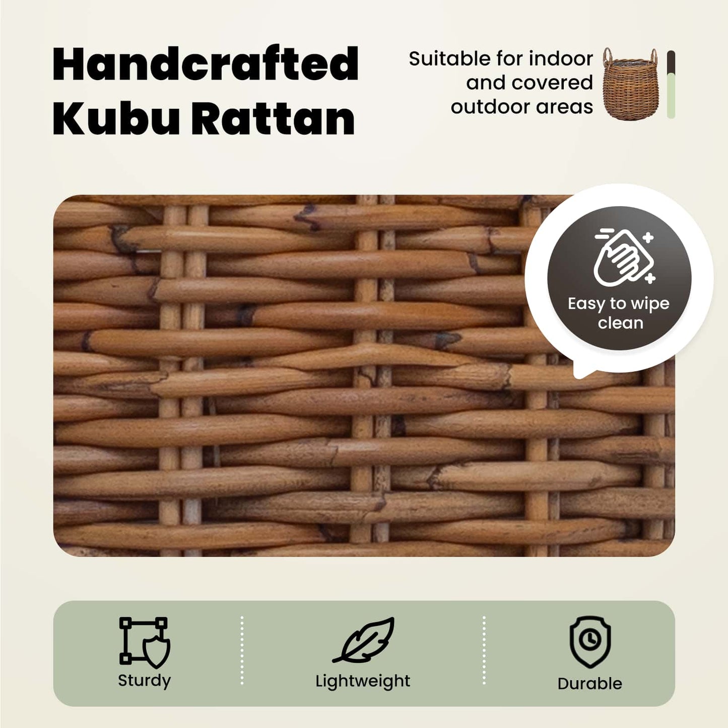 Planter Basket with Storage 2 pcs Natural Brown Kubu Rattan