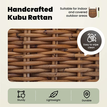 Planter Basket with Storage 2 pcs Natural Brown Kubu Rattan