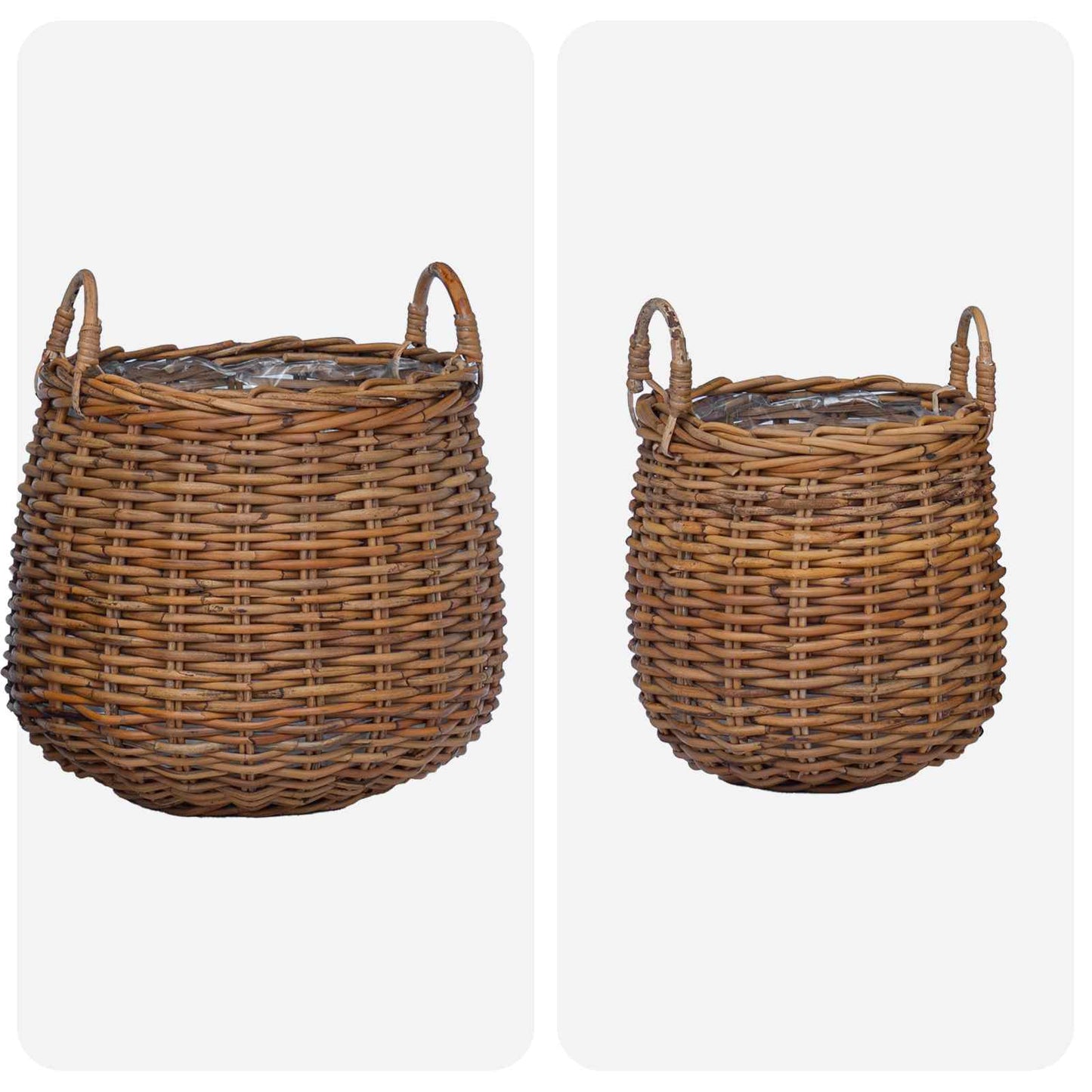 Planter Basket with Storage 2 pcs Brown Lacak Rattan