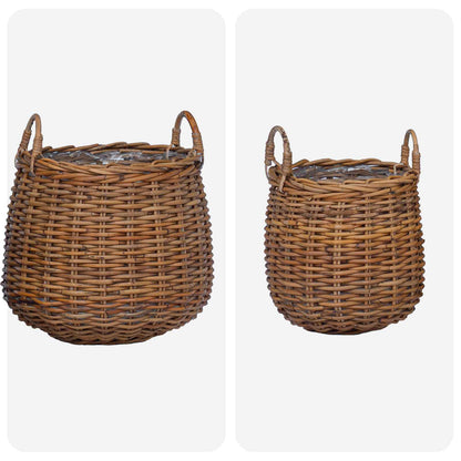 Planter Basket with Storage 2 pcs Brown Lacak Rattan