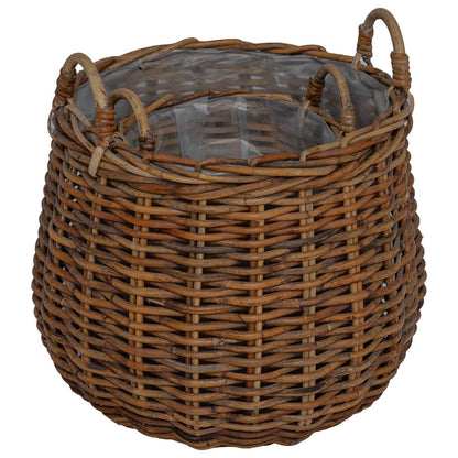 Planter Basket with Storage 2 pcs Brown Lacak Rattan