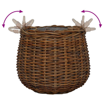 Planter Basket with Storage 2 pcs Brown Lacak Rattan