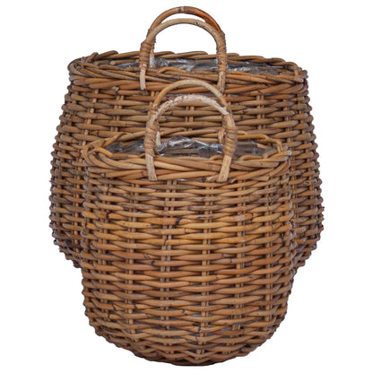 Planter Basket with Storage 2 pcs Brown Lacak Rattan