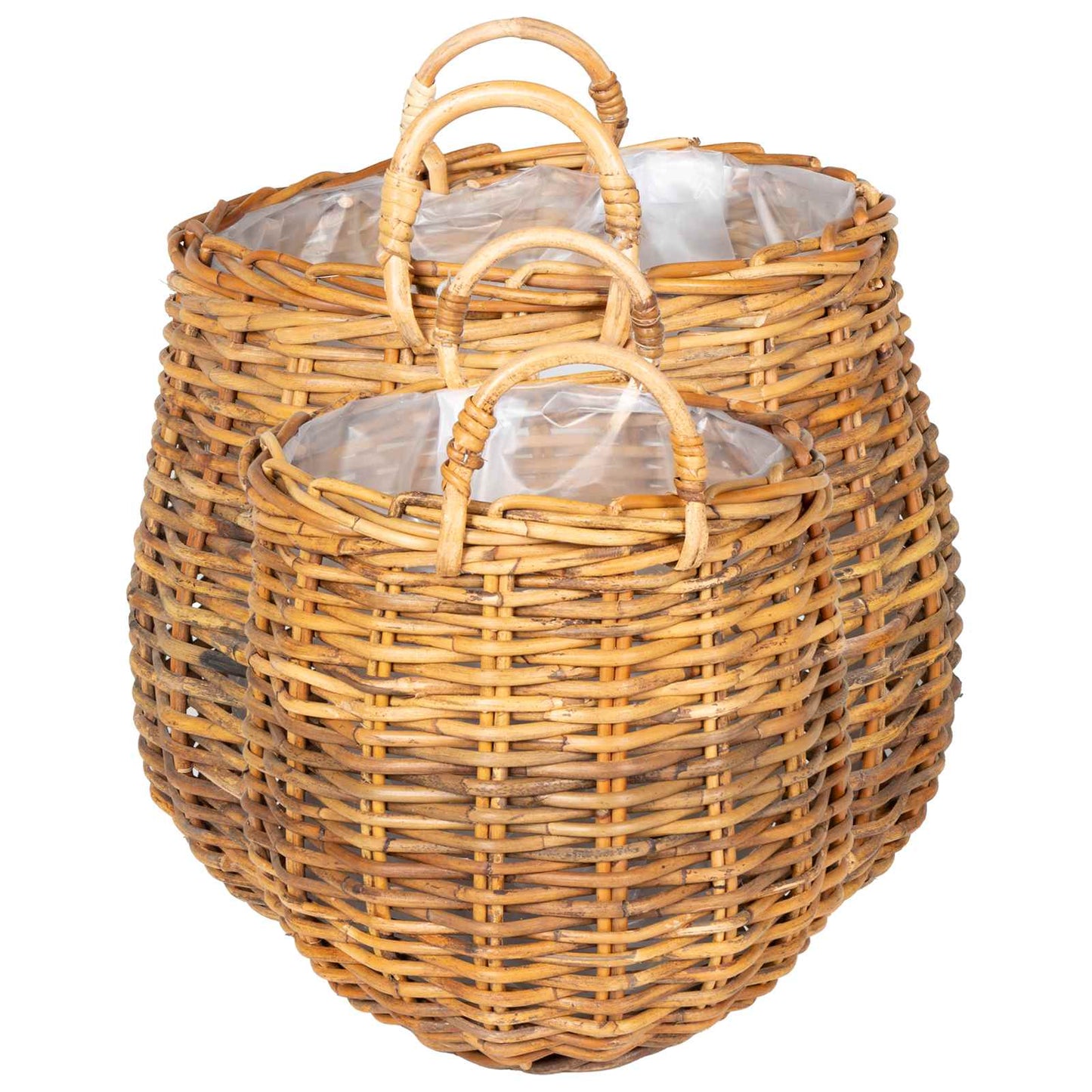 Planter Basket with Storage 2 pcs Brown Lacak Rattan