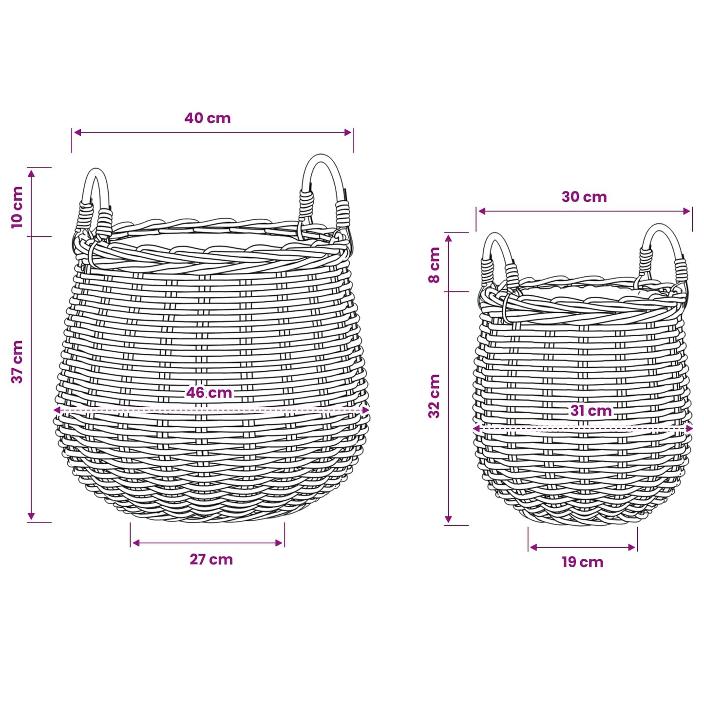 Planter Basket with Storage 2 pcs Brown Lacak Rattan