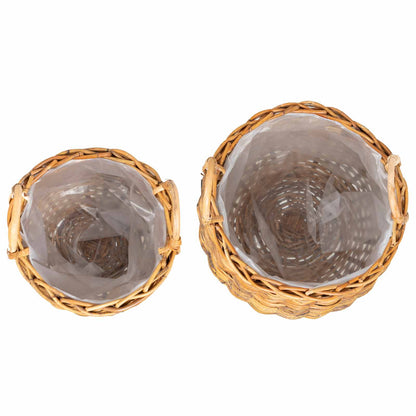 Planter Basket with Storage 2 pcs Brown Lacak Rattan