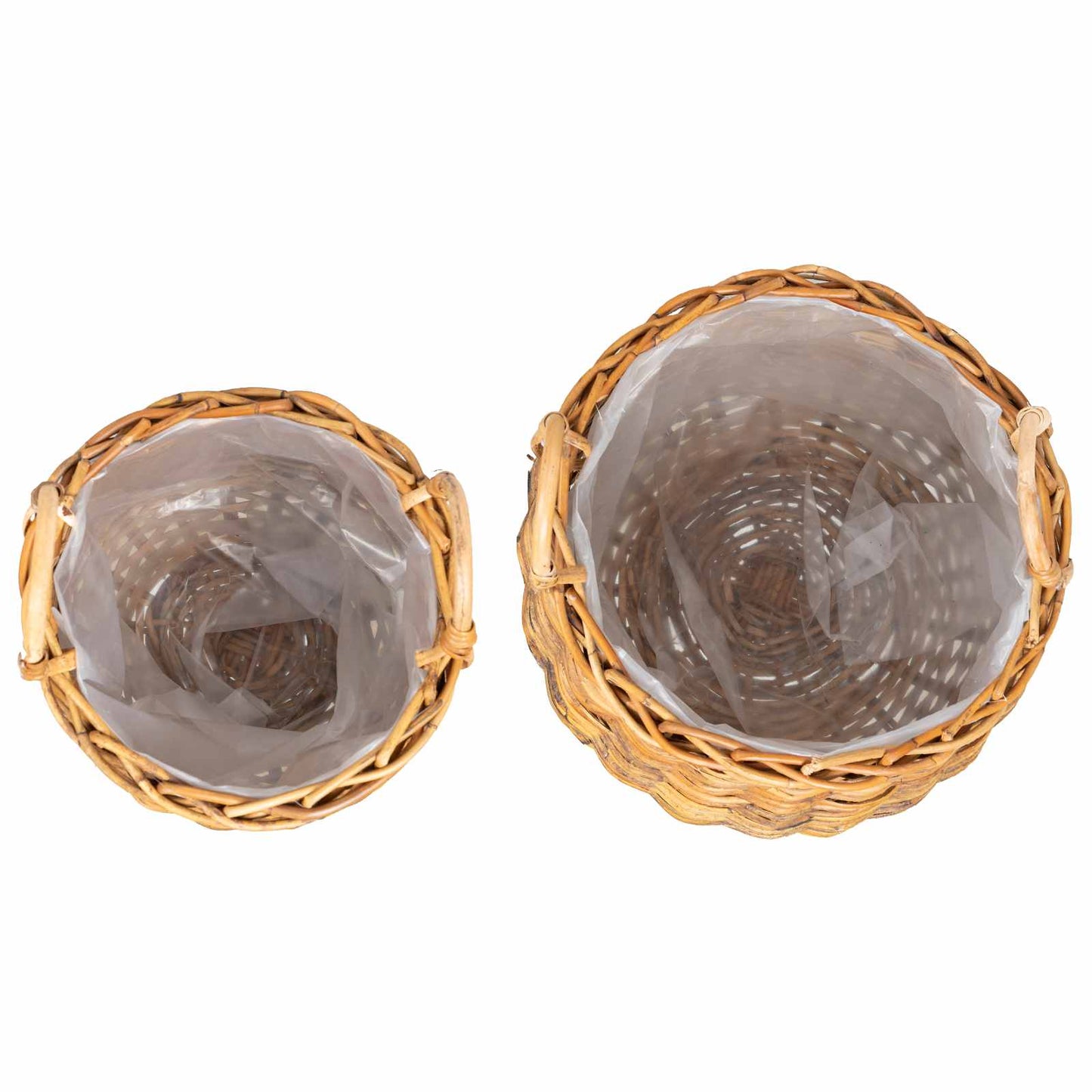Planter Basket with Storage 2 pcs Natural Brown Kubu Rattan
