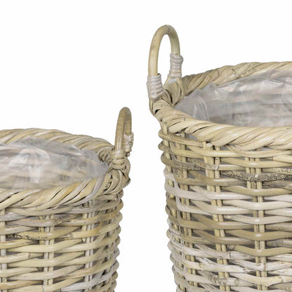 Planter Basket GENDT 3 pcs Natural Grey Kubu Rattan
