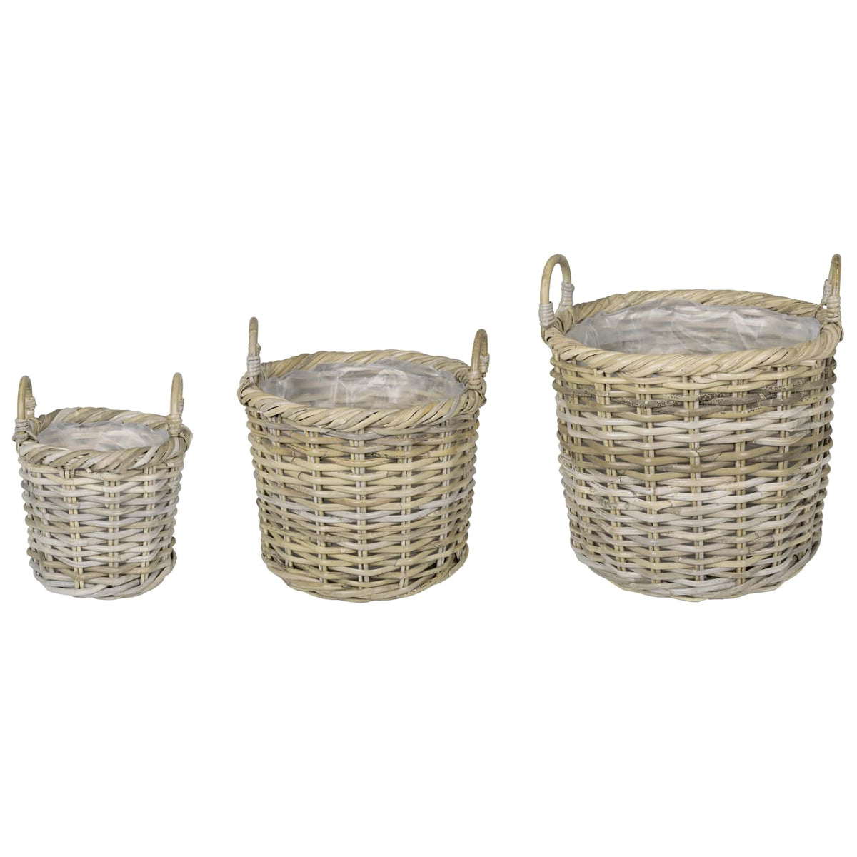 Planter Basket GENDT 3 pcs Natural Grey Kubu Rattan