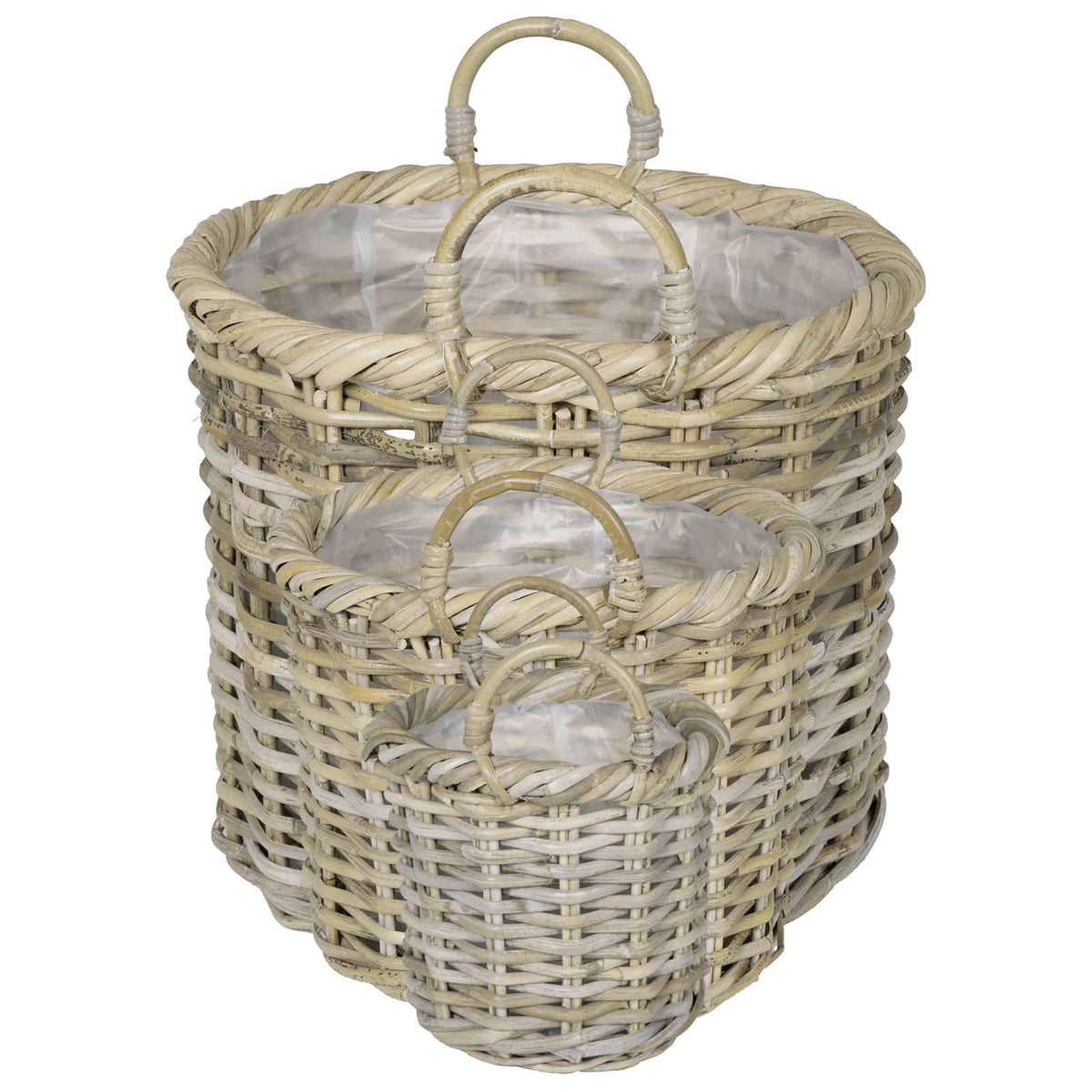 Planter Basket GENDT 3 pcs Natural Grey Kubu Rattan