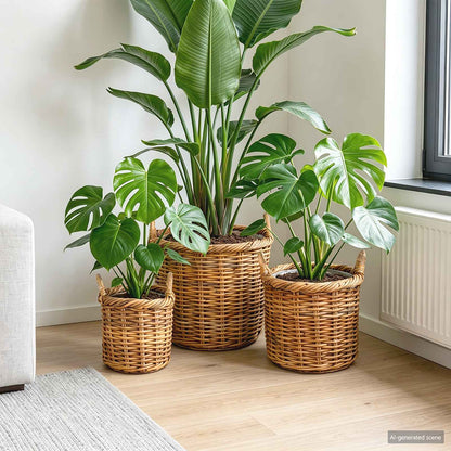 Planter Basket GENDT 3 pcs Natural Brown Kubu Rattan