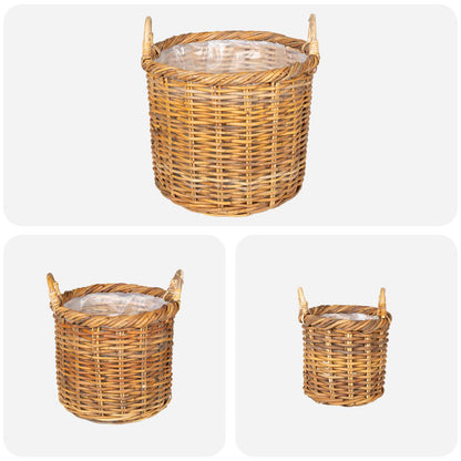 Planter Basket GENDT 3 pcs Natural Brown Kubu Rattan
