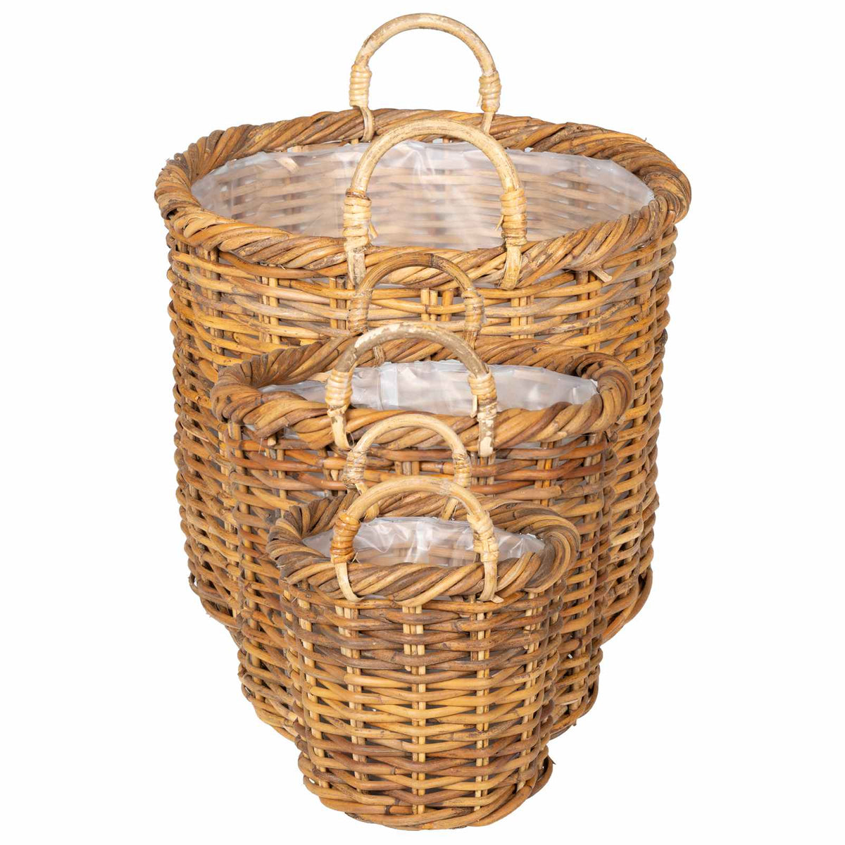Planter Basket GENDT 3 pcs Natural Brown Kubu Rattan
