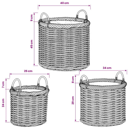Planter Basket GENDT 3 pcs Natural Brown Kubu Rattan