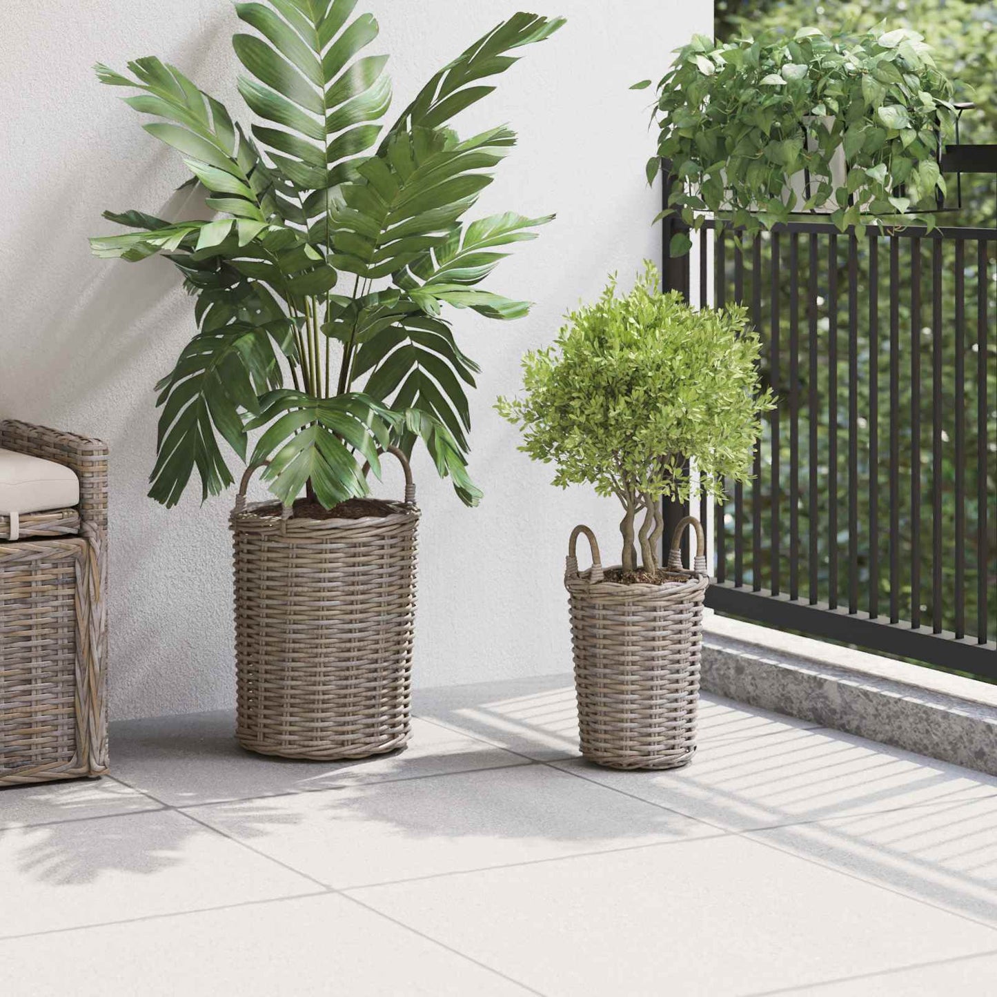 Planter Basket with Storage 2 pcs Grey