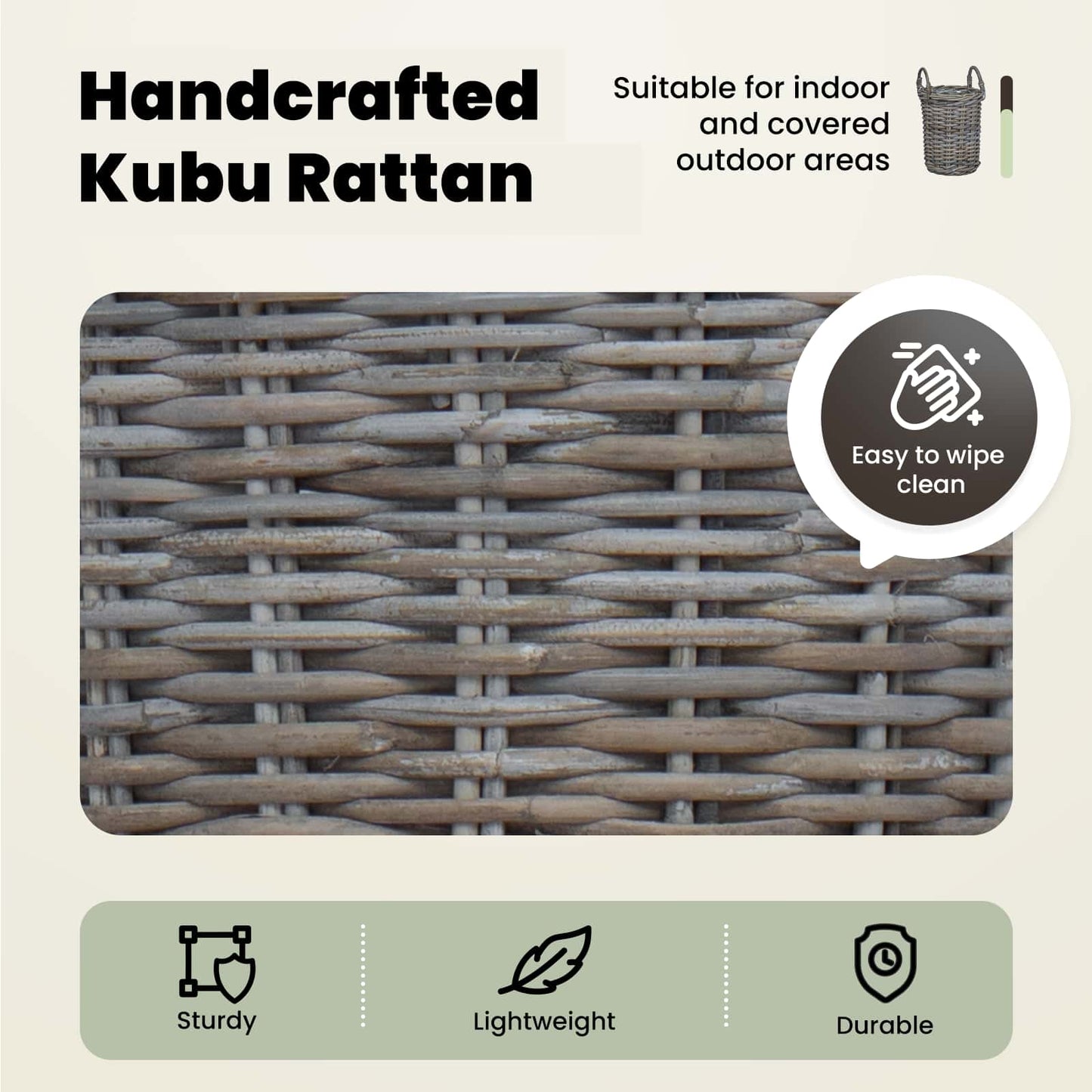 Planter Basket with Storage 2 pcs Natural Grey Kubu Rattan