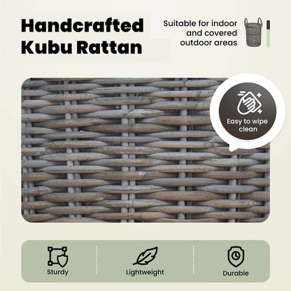 Planter Basket with Storage 2 pcs Natural Grey Kubu Rattan