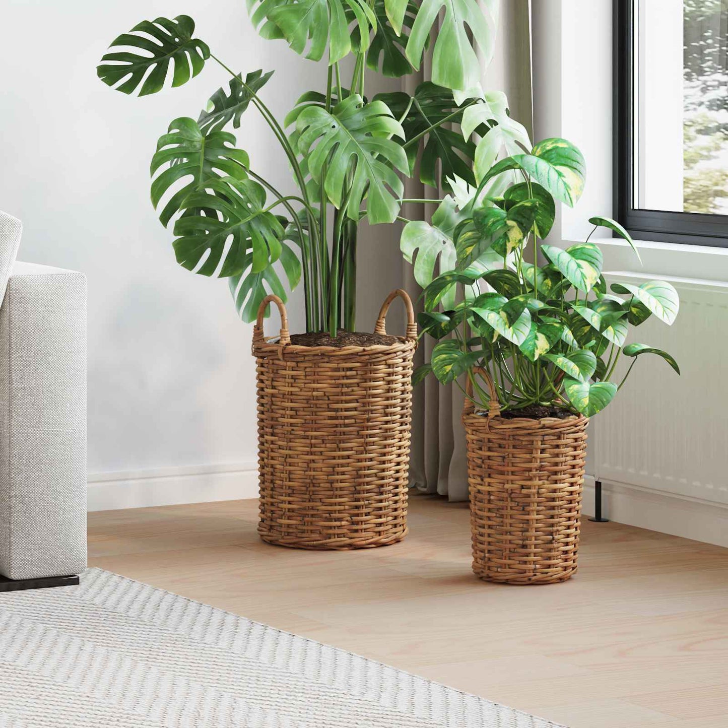 Planter Basket with Storage 2 pcs Brown