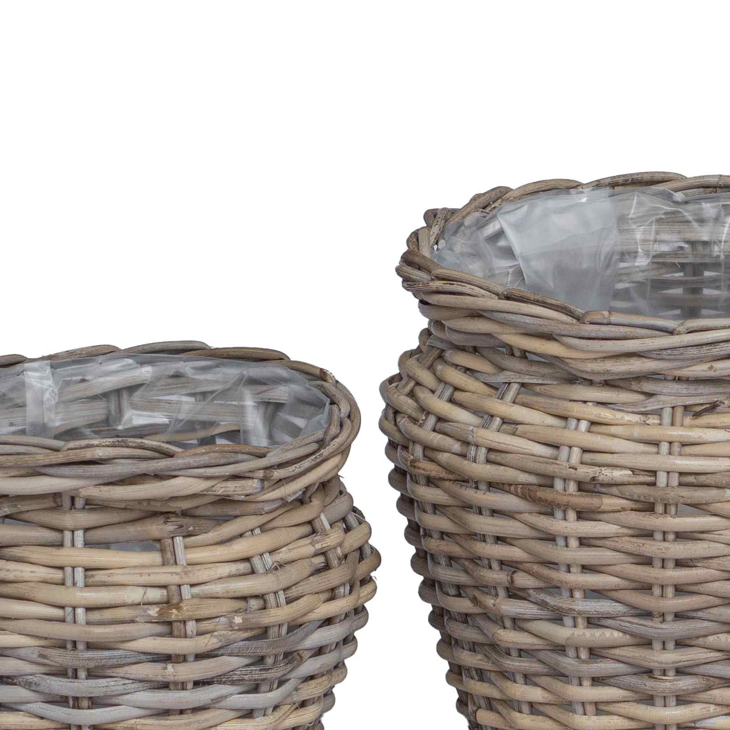 Planter Basket with Storage 2 pcs Grey Lacak Rattan