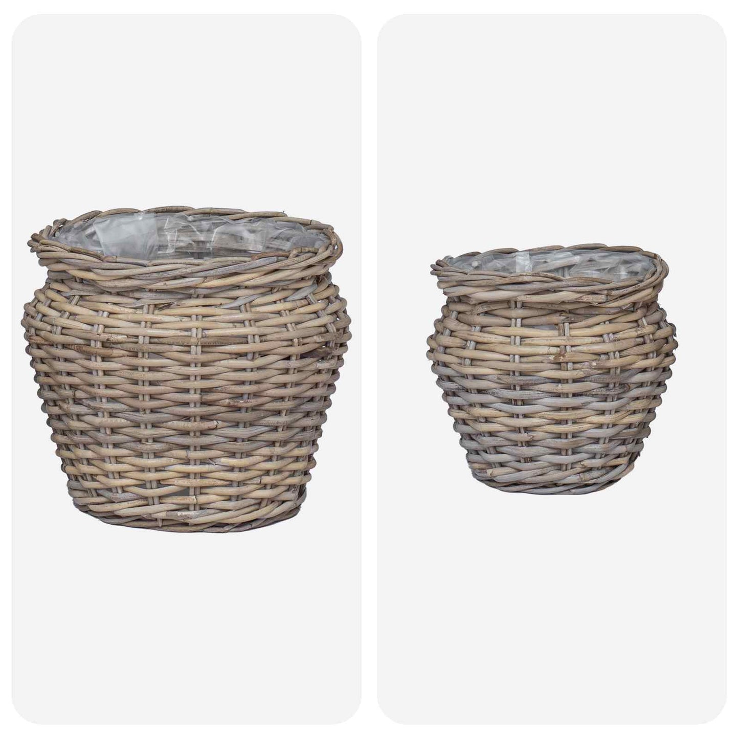 Planter Basket with Storage 2 pcs Grey Lacak Rattan