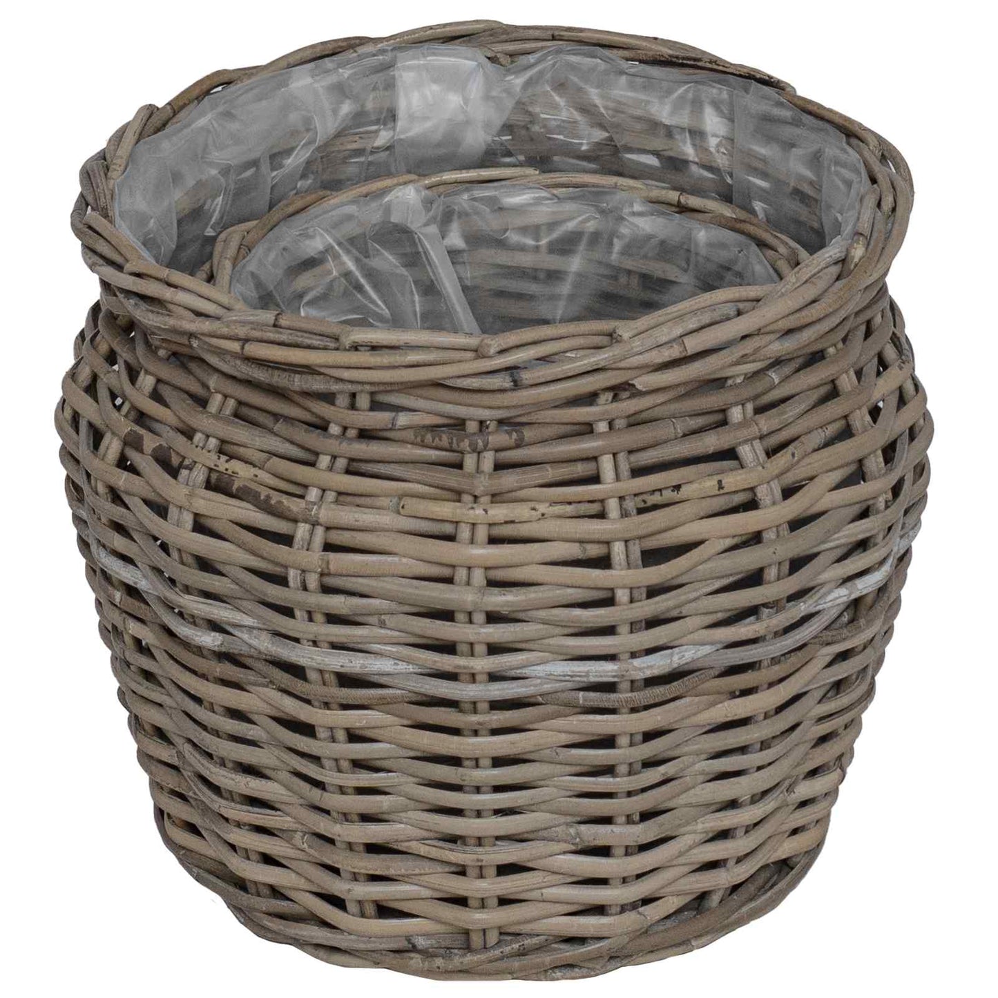 Planter Basket with Storage 2 pcs Grey Lacak Rattan