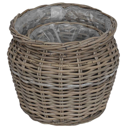 Planter Basket with Storage 2 pcs Grey Lacak Rattan