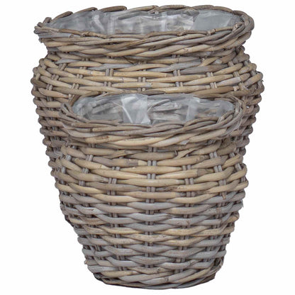 Planter Basket with Storage 2 pcs Grey Lacak Rattan