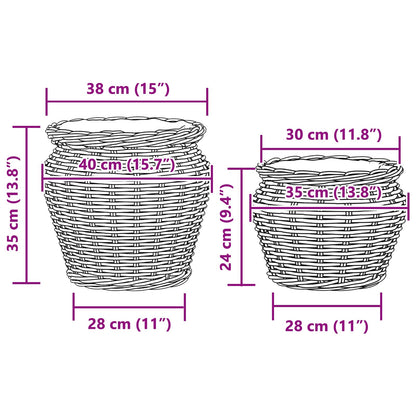 Planter Basket with Storage 2 pcs Grey Lacak Rattan