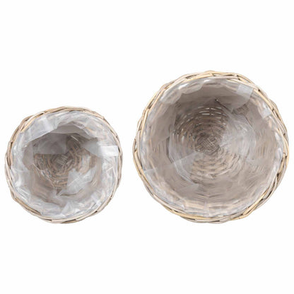 Planter Basket with Storage 2 pcs Natural Grey Kubu Rattan