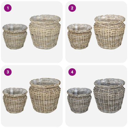 Planter Basket GENDT 2 pcs Natural Grey Kubu Rattan