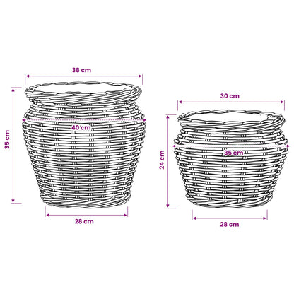 Planter Basket GENDT 2 pcs Natural Brown Kubu Rattan