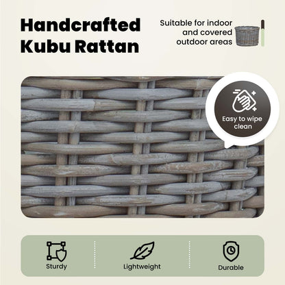 Planter Basket with Storage 2 pcs Natural Grey Kubu Rattan