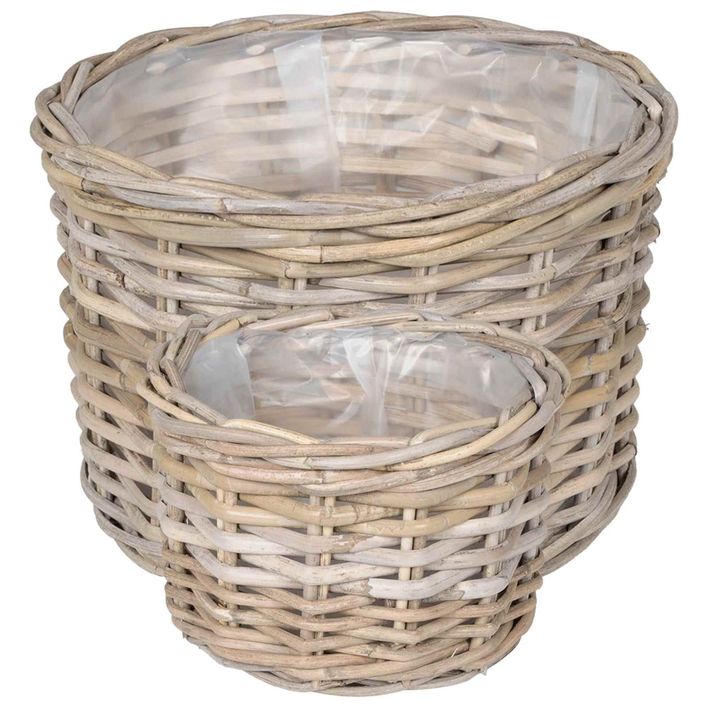 Planter Basket with Storage 2 pcs Natural Grey Kubu Rattan