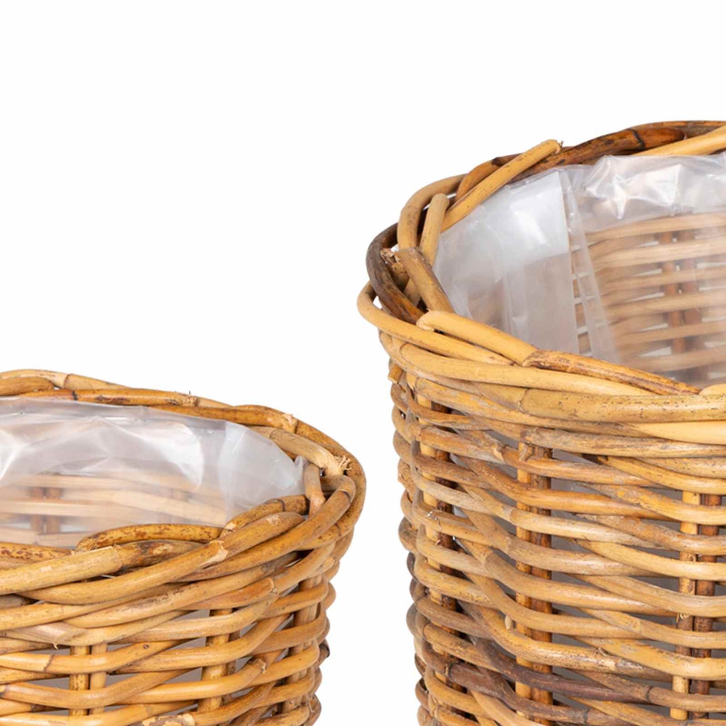 Planter Basket with Storage 2 pcs Natural Brown Kubu Rattan